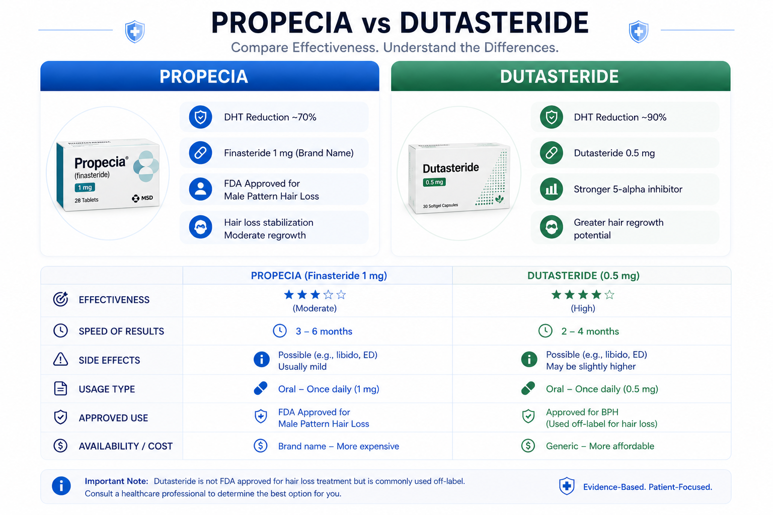Propecia vs Dutasteride comparison